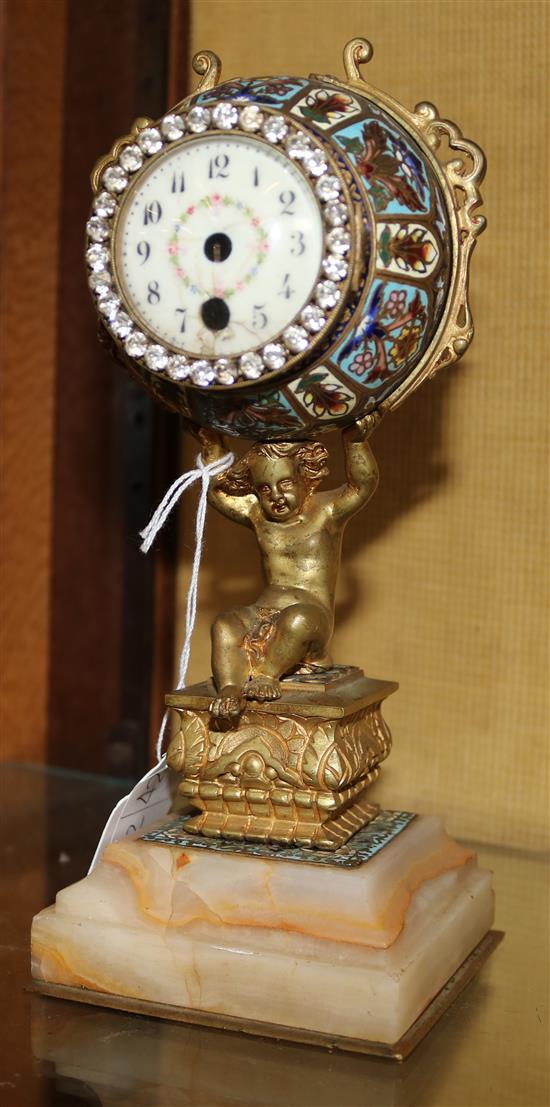 Enamel cherub support clock A/F
